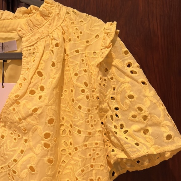 SugarLips yellow eyelet shirt, small - Picture 3 of 4